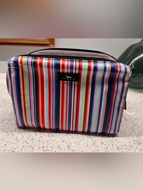 EUC Scout Big Mouth Makeup Bag Multicolor Vertical Stripe
